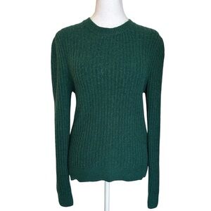 Gerard Darel Paris Women’s Sweater Green Alpaca Blend Ribbed Made In Italy
